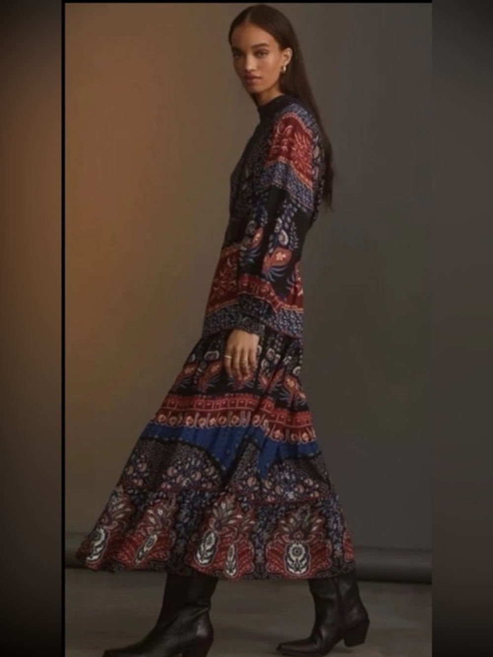 Farm Rio Floral Maxi dress with crochet details size XS